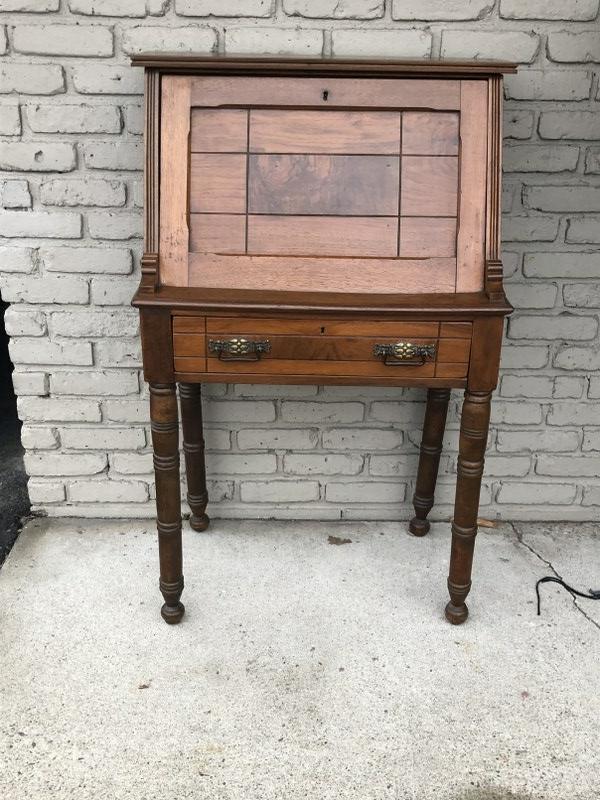 VICTORIAN DROP DOWN WALNUT LADIES DESK IN GOOD ESTATE (1 of 2)