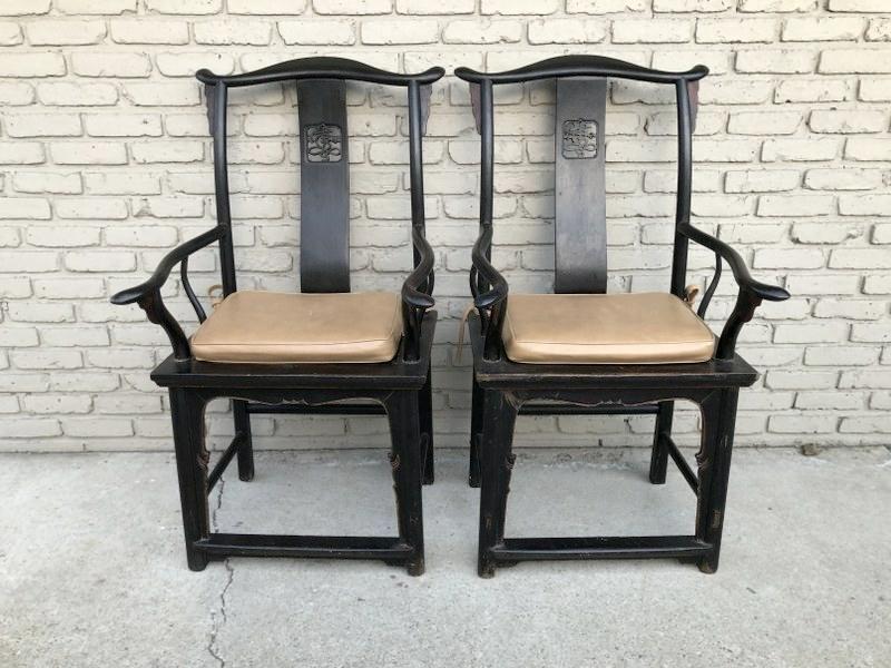 PR OF EARLY CHINESE CARVED CHAIRS FROM DESIGNER (1 of 3)