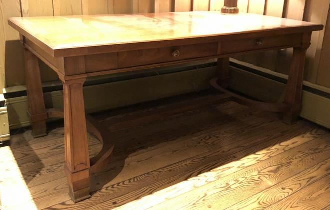 WALNUT 2 DRAWER LIBRARY/CONFERENCE TABLE, CIRCA 1930'S, (1 of 4)