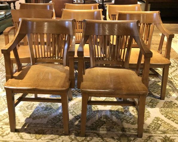 8 QUARTER SEWN OAK OFFICE ARMCHAIRS THAT WERE USED (1 of 4)