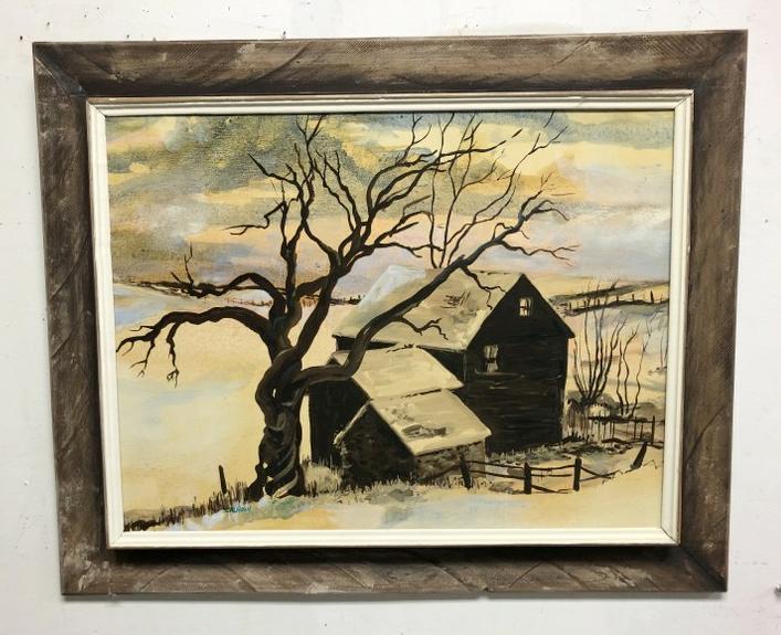 MID CENTURY O/B LANDSCAPE, SIGNED CALHOUN, DATED 1968 (1 of 3)
