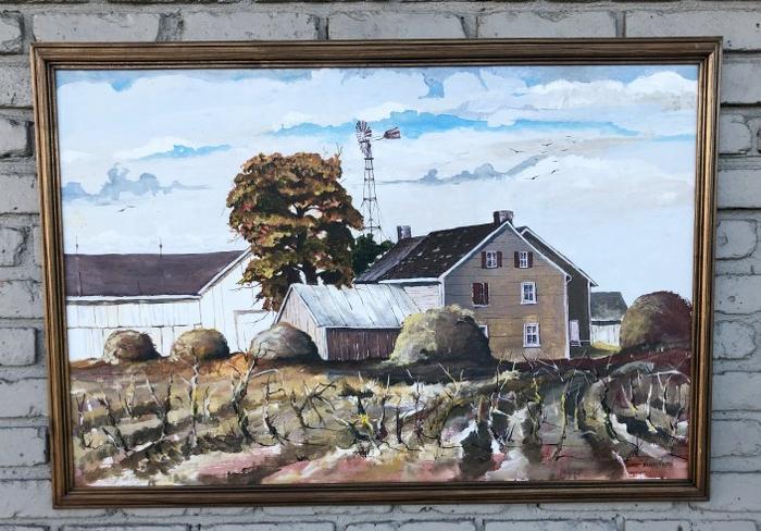 ROBERT EGGERS (1931-2002) O/C LANDSCAPE WITH FARM HOUSE (1 of 2)