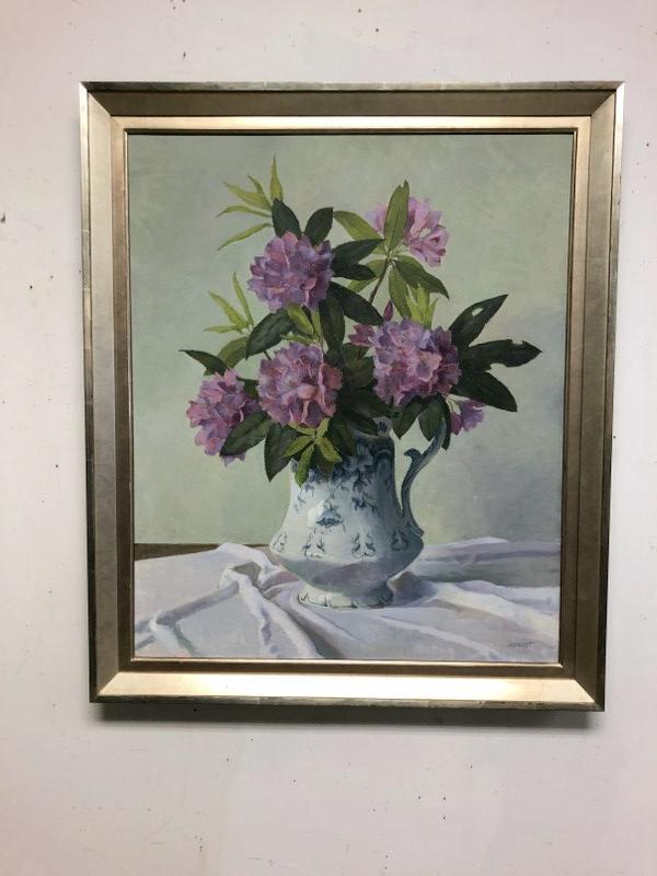 LISA M SPECHT O/C STILL LIFE WITH LILACS IN PITCHER, (1 of 4)