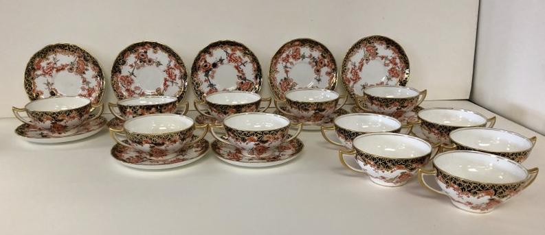 (12) ROYAL CROWN DERBY DOUBLE HANDLED CUPS & SAUCERS, (1 of 7)