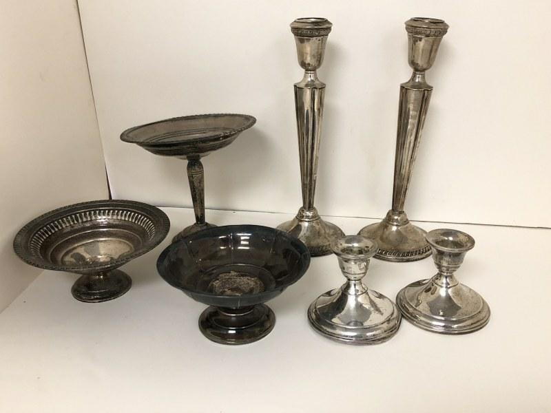 ESTATE LOT OF WEIGHTED STERLING SILVER ITEMS, SOME (1 of 2)