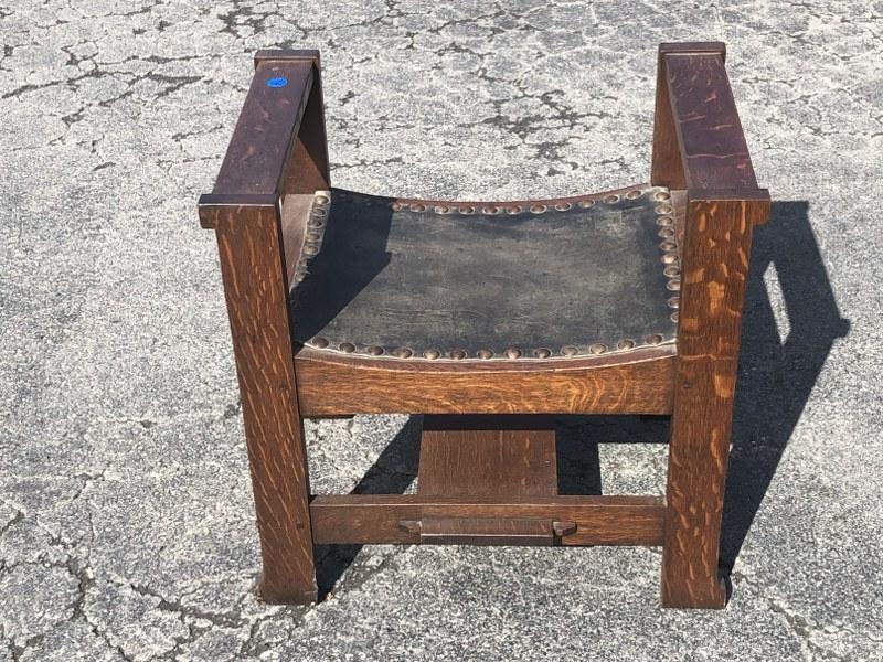 GUSTAV STICKLEY # 709 CHALET SEAT OR CHALET STOOL. (1 of 4)