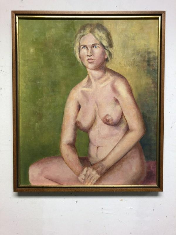 SALLY BERGER (1925-2021) O/C NUDE WOMAN, PAINTING: SALLY BERGER (1925-2021) O/C NUDE WOMAN, PAINTING MEASURES 24" X 20". NICELY FRAMED, ALL HER PAINTINGS AS WELL AS OTHERS ARE DIRECTLY FROM HER ELLENVILLE, N.Y. ESTATE.