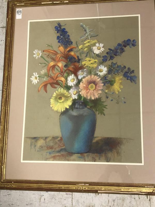 SALLY BERGER (1925-2021) PASTEL TITLED (SUMMER BLOOMS). (1 of 2)