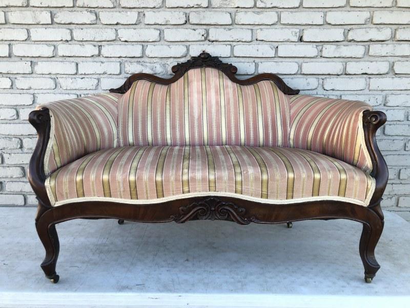 SWEETEST DIMINUTIVE VICTORIAN SOFA, MEASURES 49.5" (1 of 4)