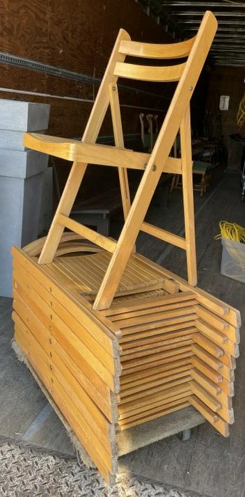 10 OLD WOOD FOLDING CHAIRS, GOOD CONDITION, FROM (1 of 4)
