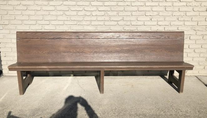SOLID OAK OLDER BENCH FROM OLD SCHOOL IN WESTCHESTER (1 of 4)