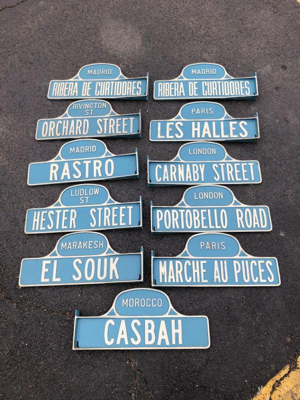 (11) DOUBLE SIDED ALUMINUM STREET SIGNS, FROM BROOKLYN,: (11) DOUBLE SIDED ALUMINUM STREET SIGNS, FROM BROOKLYN, N.Y. ESTATE WE ARE LIQUIDATING, MY GUESS IS THEY ARE 25 YEARS OLD OR SOâ€¦.THEY MEASURE 23.5" X 10.25" HIGH.