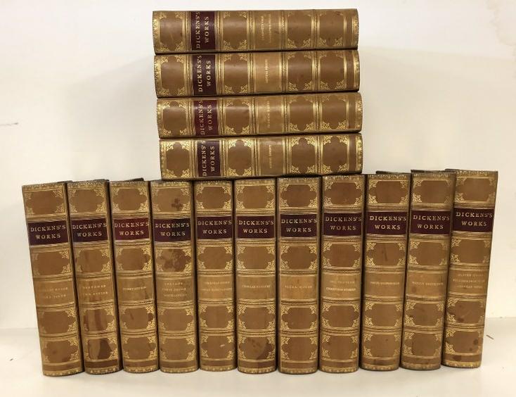 (15) VOLS. DICKENS'S WORKS, IN LEATHER WITH MARBLE (1 of 5)