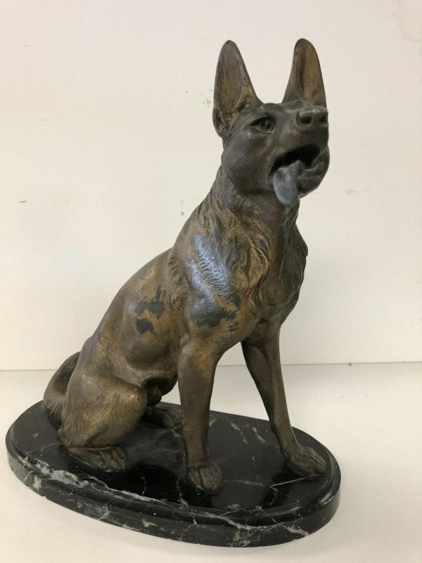 SPELTER LIKE GERMAN SHEPHERD 13" HIGH X 12" BASE (1 of 4)
