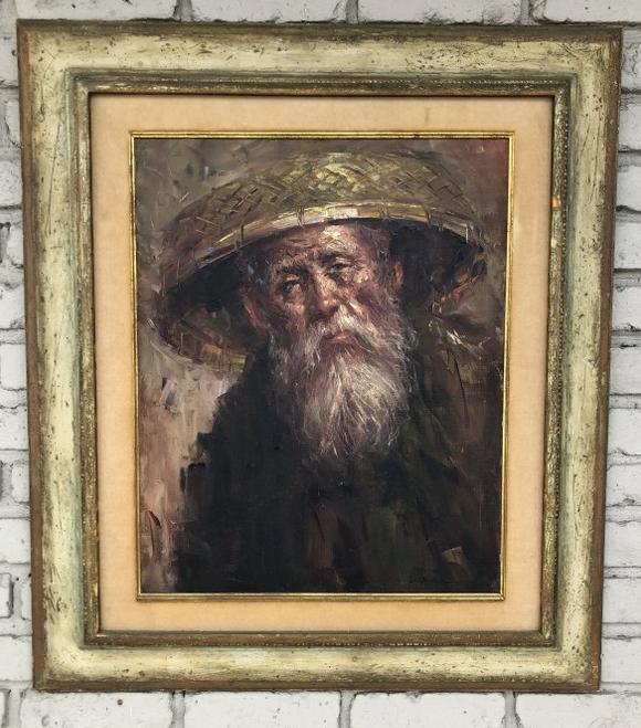 LEE MAN FONG O/C LAID ON BOARD PORTRAIT OF OLDER MAN (1 of 3)