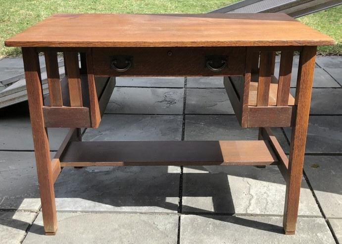 GUSTAV STICKLEY LIBRARY DESK WITH BOOKSHELF SIDES AND (1 of 3)