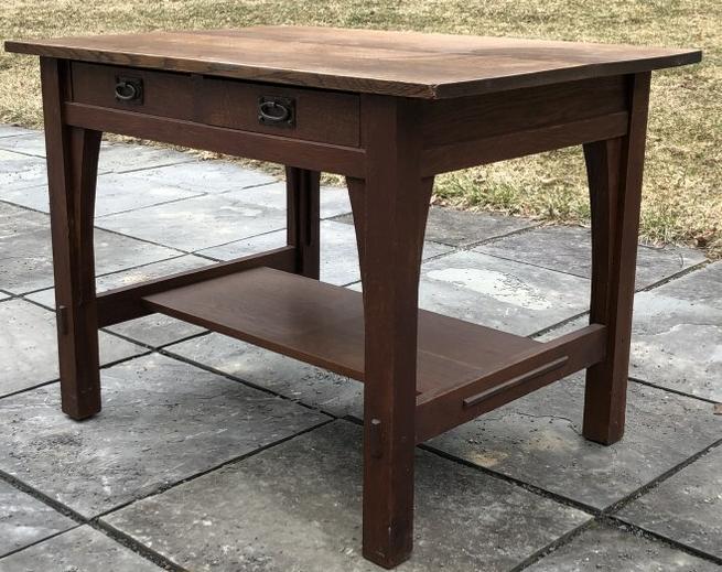 GUSTAV STICKLEY #614 LIBRARY TABLE.  30"H,  42"W,  30"D (1 of 7)