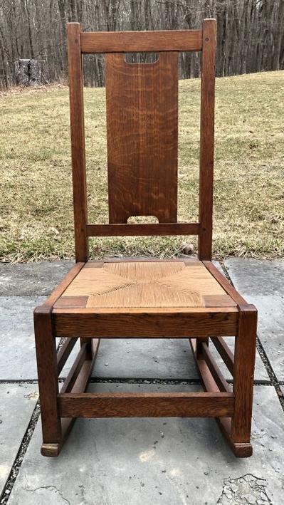 GUSTAV STICKLEY # 307 SEWING ROCKER.  H-BACK DESIGN (1 of 3)