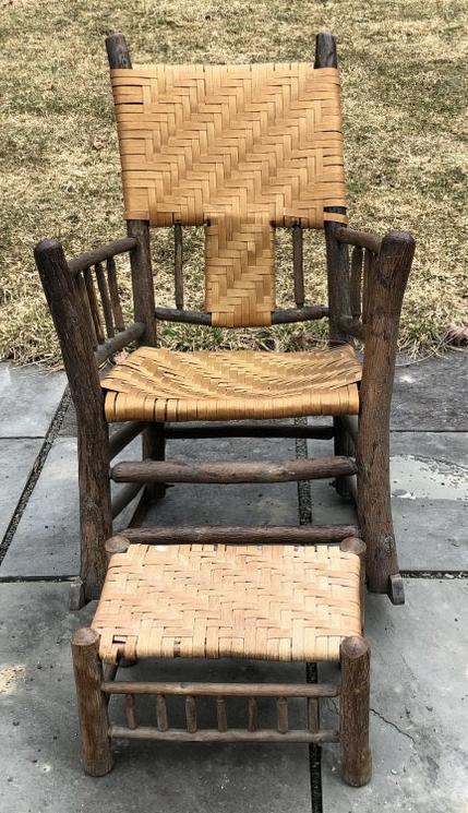 OLD HICKORY #19 ROCKER  AND #274 FOOTSTOOL (1 of 4)