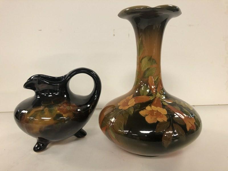 (2) PC. ART POTTERY LOT BOTH FLORAL DECORATED, ROOKWOOD (1 of 6)
