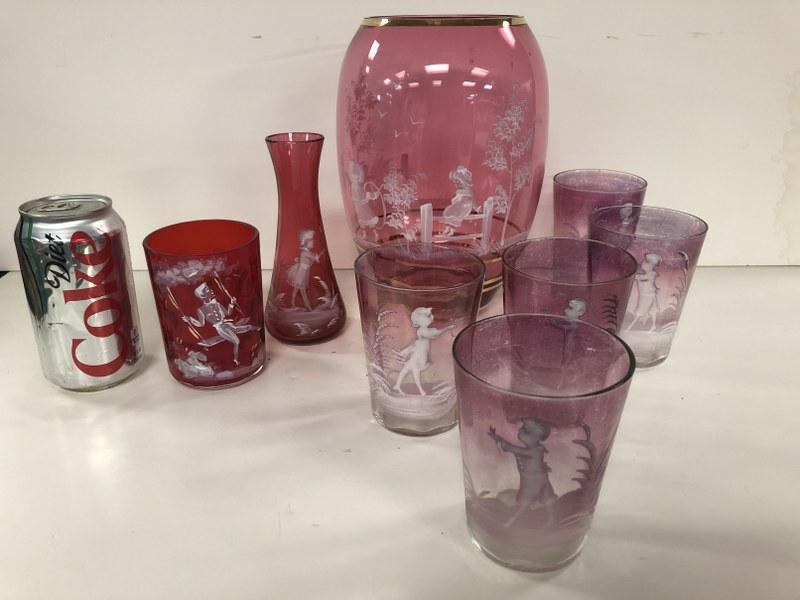 (8) PCS. REDDISH MARY GREGORY VICTORIAN GLASS, INCL. (1 of 6)