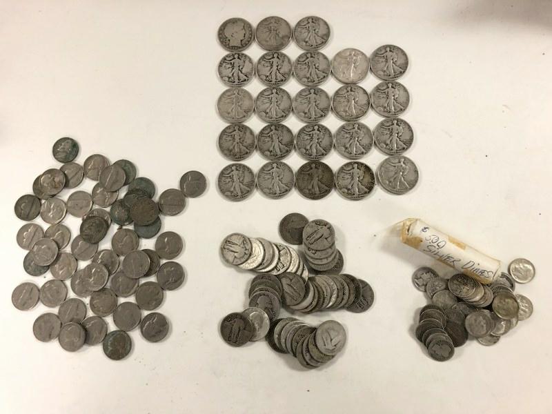 ESTATE SILVER COIN LOT INCL. (22) SILVER WALKING (1 of 6)