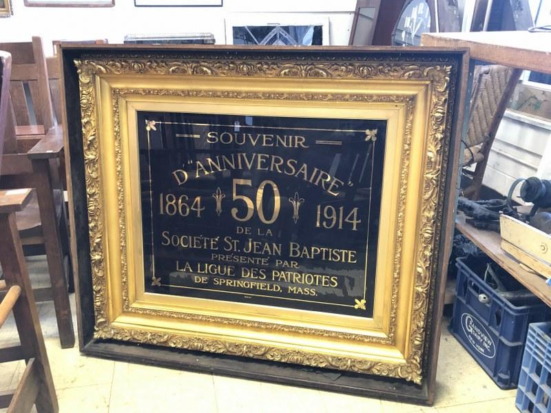 FANTASTIC REVERSE PAINTED SOUVENIR D ANNIVERSAIRE 1864 (1 of 2)