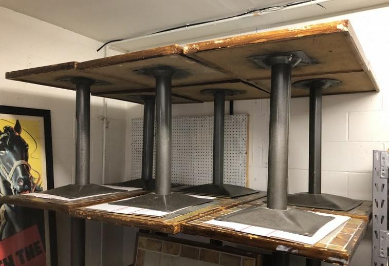 7 TILE TOP METAL BASE RESTAURANT OR CAFE TABLES, ALL (1 of 5)