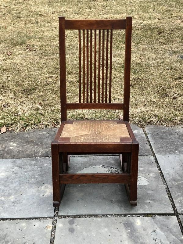MISSION OAK SEWING ROCKER, MOST LIKELY GUSTAV STICKLEY, (1 of 3)