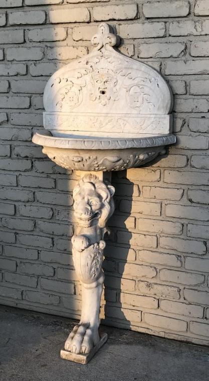CARVED MARBLE FOUNTAIN WITH LION, FROM WOODSTOCK, N.Y. (1 of 7)