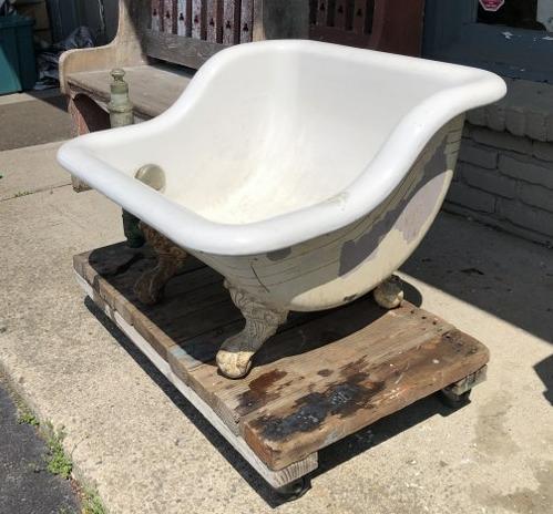 GREAT VICTORIAN DIMINUTIVE SIZE SOAKING TUB, CAST IRON, (1 of 7)