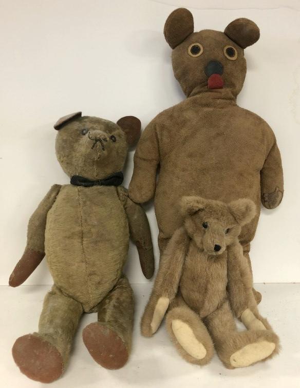 (3) OLDER TEDDY BEARS, FROM INDIANA ESTATE, SMALL ONE (1 of 5)