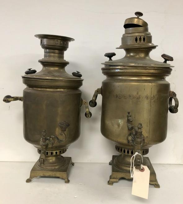 (2) OLD BRASS RUSSIAN SAMOVARS, FROM INDIANA ESTATE, (1 of 1)