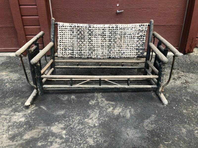AS FOUND OLD HICKORY ADIRONDACK GLIDER, IN NEED OF NEW (1 of 5)