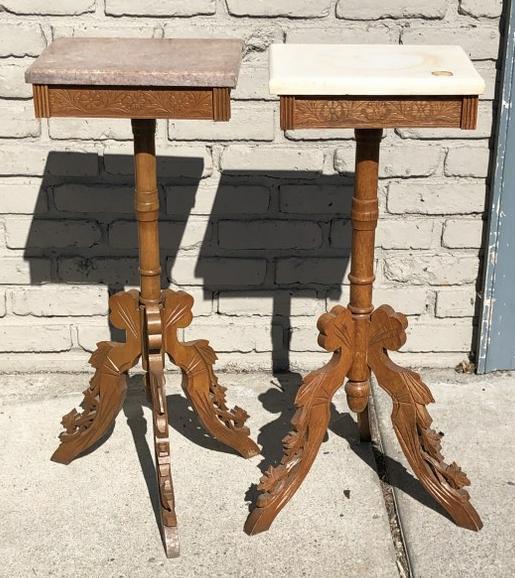 2 VICTORIAN WALNUT SMALL STANDS W/MARBLE TOPS (1 of 1)