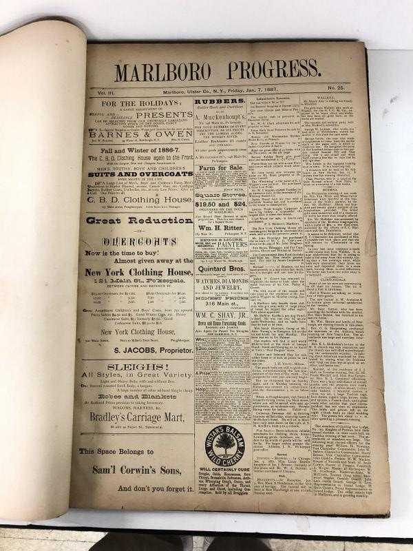BOUND MARLBORO (NY)  PRESS 1887 NEWSPAPERS, ULSTER (1 of 6)