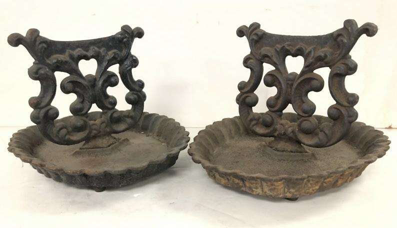 PAIR VICTORIAN ERA CAST IRON BOOTSCRAPES, WITH UNDER (1 of 2)