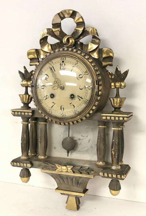 SWEDISH OLDER GILT DECORATIVE CLOCK, MARKED ON BACK - (1 of 8)