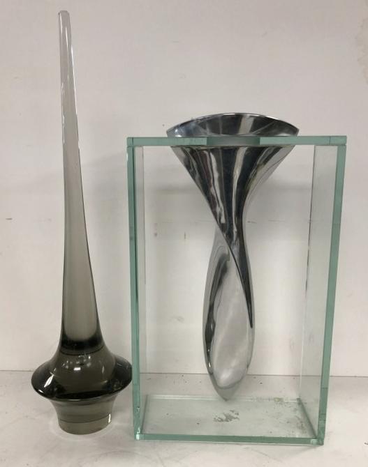 2 PC. MODERN LOT INCL. GLASS SPHERE MEASURING 17" HIGH, (1 of 3)