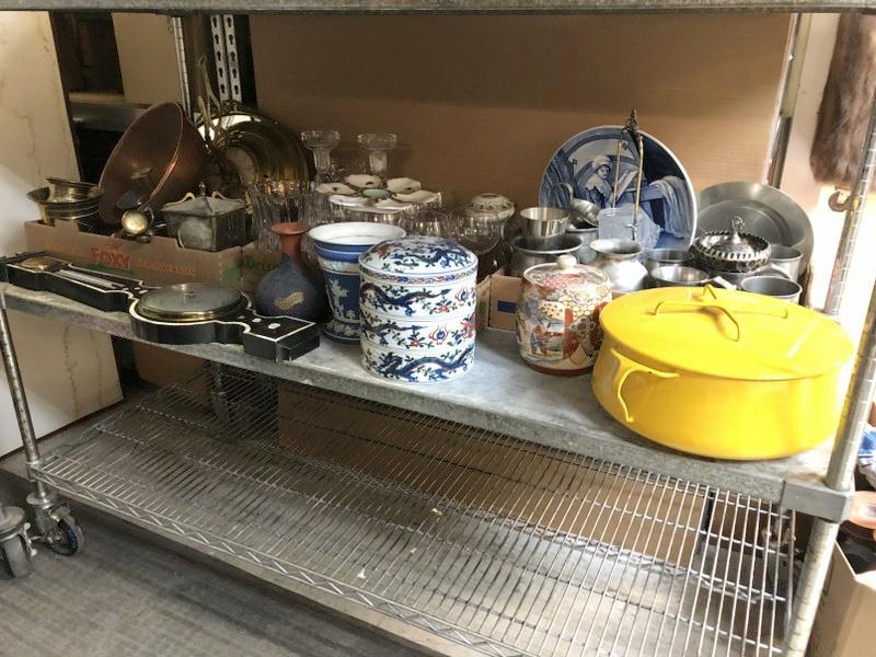 MISC. ESTATE LOT INCL. METALWARES, BAROMETER, CLOCK, (1 of 8)