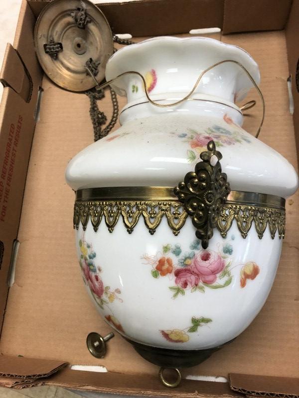 OLDER DECORATIVE HANGING HALL LIGHT, FROM LOCAL ESTATE, (1 of 3)