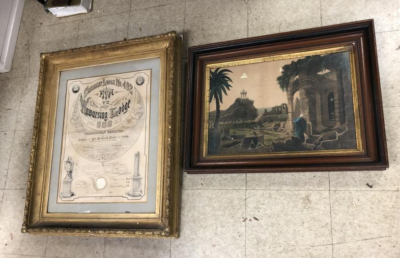 2 OLD FRATERNAL FRAMED PCS FROM ELLENVILLE NY ESTATE (1 of 3)