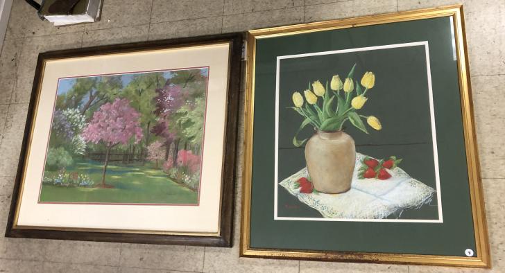 2 SALLY BERGER PASTELS INCLUDING LANDSCAPE W/FLOWERING (1 of 3)