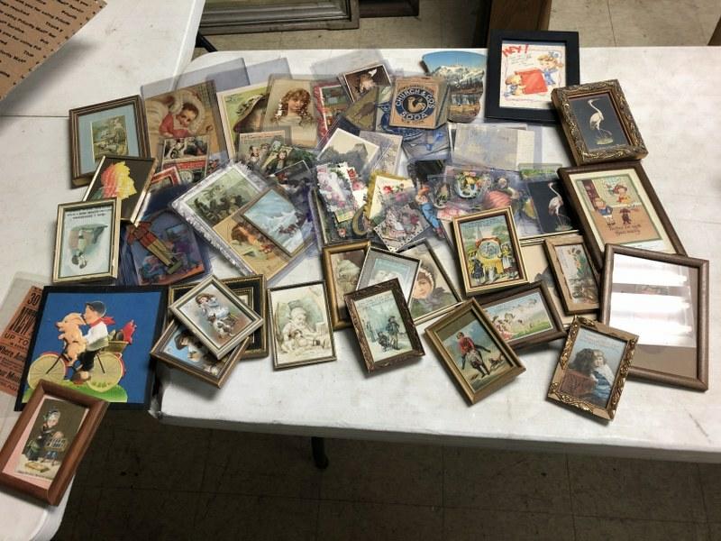 LOT OF VICTORIAN TRADE CARDS, SOME FRAMED, SOME IN HARD (1 of 9)