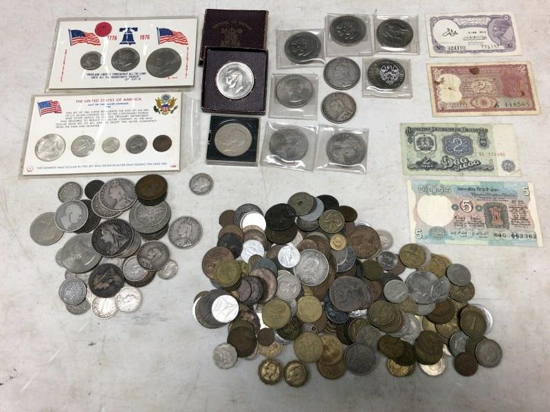LOT OF OLDER FOREIGN COINS, SOME SILVER POSSIBLY, ONE (1 of 9)