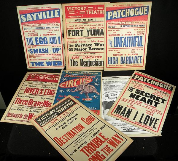 LOT OLD MOVIE POSTERS OR BROADSIDES ON CARDBOARD. : LOT OLD MOVIE POSTERS OR BROADSIDES ON CARDBOARD. INCLUDED IN LOT IS ONE FOR A CIRCUS. ALL PICTURED.
