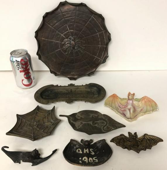 (8) PC. LOT OLDER IRON, BRASS & PORCELAIN TRAYS, (1 of 8)