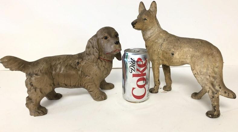 (2) VINTAGE CAST IRON DOG DOORSTOPS, FROM BROOKLYN NY (1 of 1)
