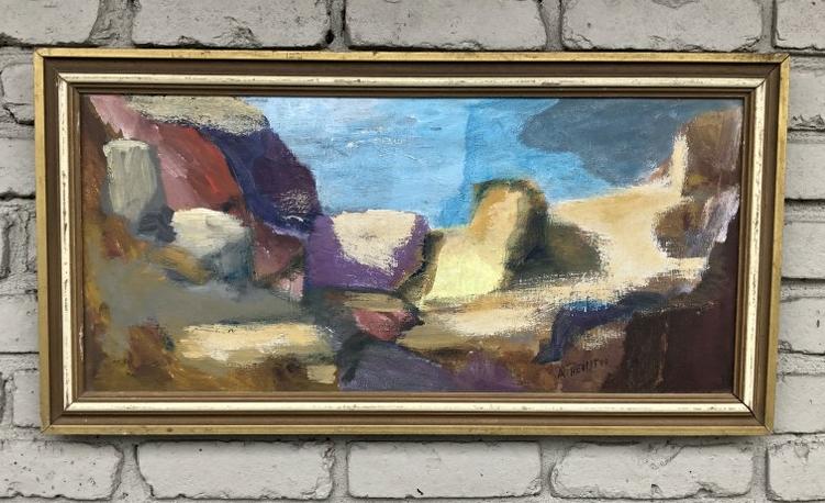 MID CENTURY O/C ABSTRACT, SIGNED ANN HEINEN, IN NICE (1 of 4)