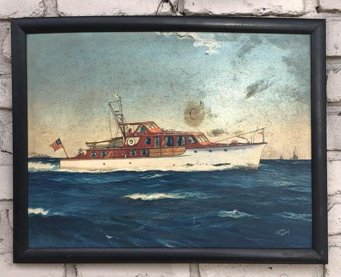 LESTER FAGANS O/B BOAT ILLUSTRATION, CIRCA 1930'S OR (1 of 3)